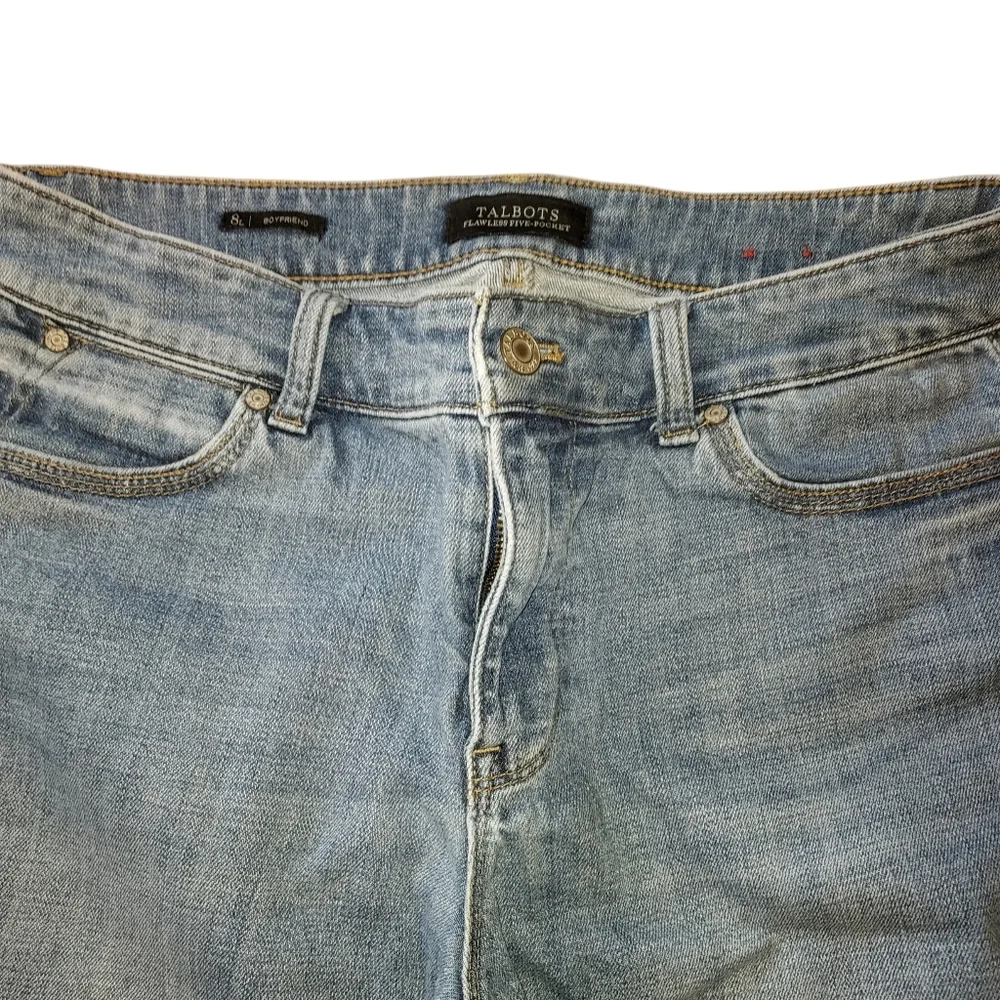 Talbots Jeans Womens Sz 8 Long Boyfriend Flawless Five Pocket light Wash Stretch